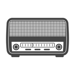 Antique radio on white background, Retro radio icon