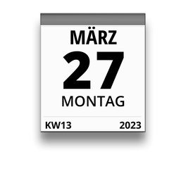 Kalender für Montag, 27. MÄRZ 2023 (Woche 13)