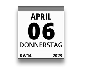 Kalender für Donnerstag, 6. APRIL 2023 (Woche 14)