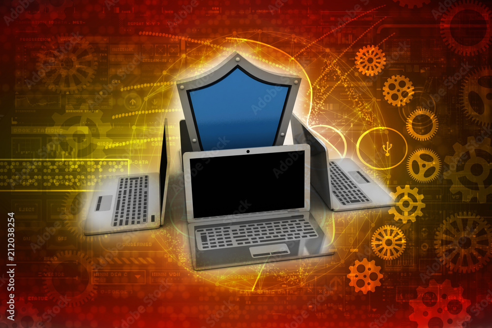 Poster 3d rendering technology computer network