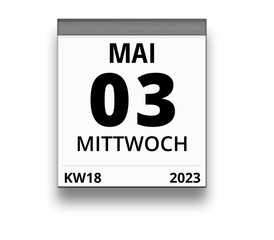 Kalender für Mittwoch, 3. MAI 2023 (Woche 18)