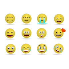 Set of funny classic emojis. Isolated Vector Illustration.