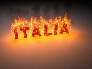 Schriftzug "ITALIA" in Flammen