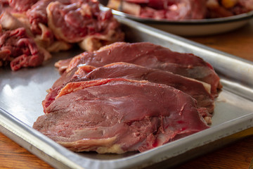 raw meat freshly cooked goose