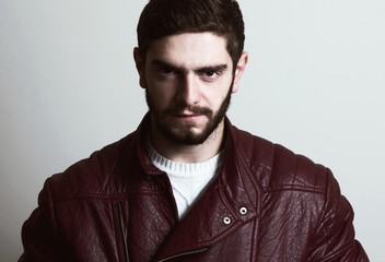Obraz premium Fashion bearded man portrait closeup