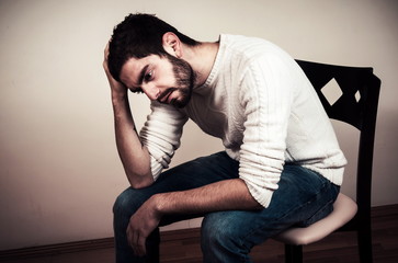 Fashion bearded man portrait closeup