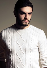 Fashion bearded man portrait closeup