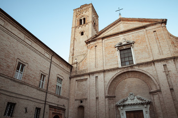 Fototapeta na wymiar Catholic cathedral facade. Fermo, Italy