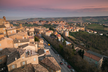 Cityscape of Fermo, old Italian town