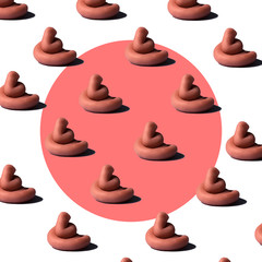 pink poo  on colorful background, funny poop concept, pop minimal contemporary style