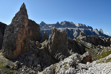 Cirjoch; Blick zur Sellagruppe; Dolomiten; Suedtirol; Italien;