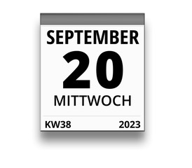 Kalender für Mittwoch, 20. SEPTEMBER 2023 (Woche 38)