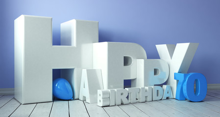 Happy Birthday 3D-Schriftzug mit Luftballon zum 70. Geburtstag