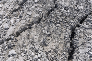 close-up view of deep cracks on earth due to earthquake