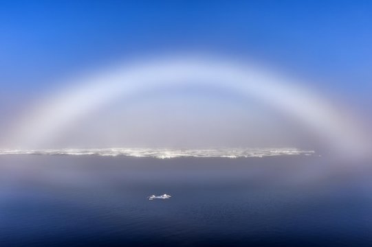 White Rainbow over the ice, Arctic Ocean, 81 North, Svalbard Archipelago, Norway, Europe