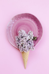 Ice cream cone with flowers.
