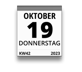 Kalender für Donnerstag, 19. OKTOBER 2023 (Woche 42)