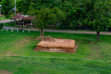 The Pyramid remains in Thailand made of laterite bricks at Kao klang nok in Si Thep Historcal Park ...