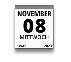 Kalender für Mittwoch, 8. NOVEMBER 2023 (Woche 45)