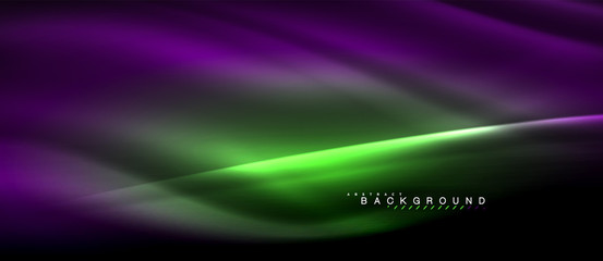 Neon glowing lines, magic energy space light concept, abstract background wallpaper design