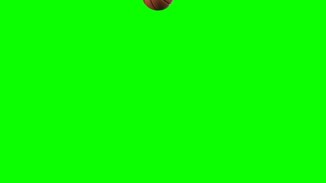 Set of 4 Videos. Beautiful Basketball Ball Throws in Slow Motion on Green Screen. Basketball 3d Animations of Flying Ball. 4k UHD 3840x2160.