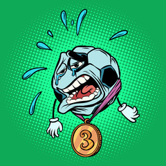 Tears third place bronze medal. Character soccer ball football