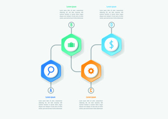 Business infographic template with 4 options polygonal shape, Abstract elements diagram or processes and business flat icon, Vector business template for presentation.Creative concept for infographic.