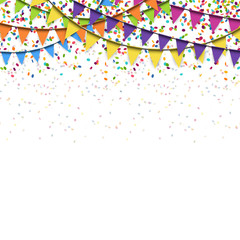 colored garland and confetti background