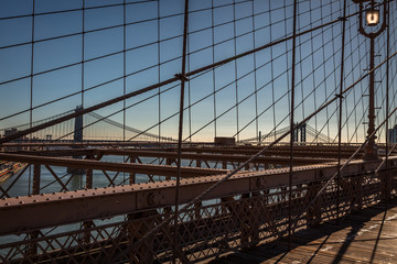 Fototapeta na wymiar View from the Brooklyn Bridge at Sunrise