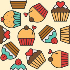 Cupcake seamless pattern for use as background or wrapping paper gift