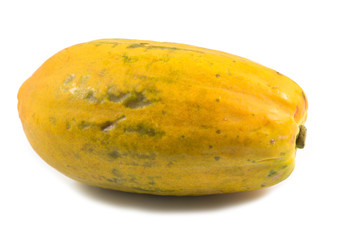 Ripe papaya, juicy papaya fruit isolated on white background.