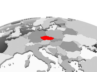 Czech republic on grey globe