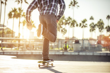 Skater boy practicing at the skate park