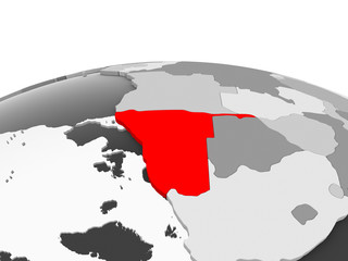 Namibia on grey globe