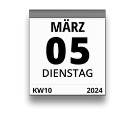 Kalender für Dienstag, 5. MÄRZ 2024 (Woche 10)