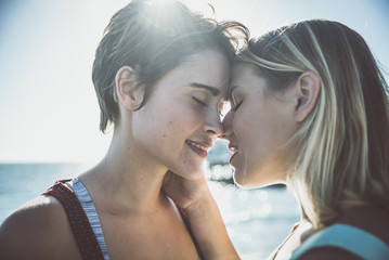 happy gay couple spending time together