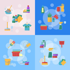 Vector cleaning flat icons illustration