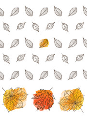 Seamless pattern. Fall of the leaves. Hand drawn autumn leaves for textile, wallpapers, gift wrap and scrapbook. Vector illustration.