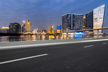 Fototapeta na wymiar Macao city night scene and motorized Lane