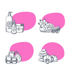 Vector hand drawn spa elements stickers