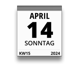 Obraz premium Kalender für Sonntag, 14. APRIL 2024 (Woche 15)