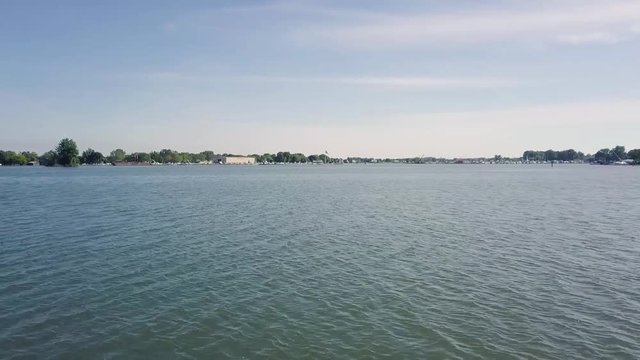 Drone flight over lake eri.