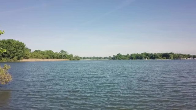 Drone flight over lake eri.