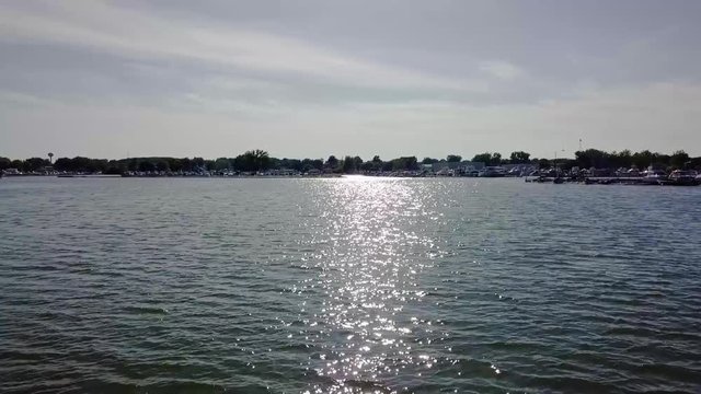 Drone flight over lake eri.
