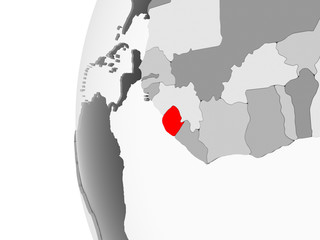Sierra Leone on grey globe