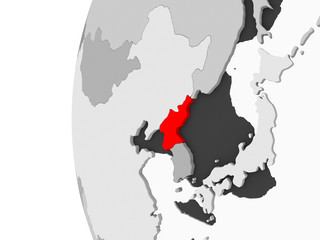 Obraz premium North Korea on grey globe