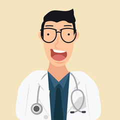 Fototapeta premium young man doctor cartoon