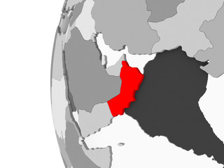 Obraz premium Oman on grey globe
