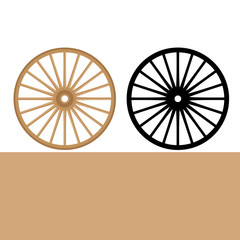 wheel carriage  vector illustration flat style front side