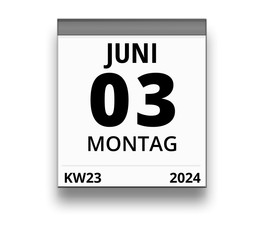 Kalender für Montag, 3. JUNI 2024 (Woche 23)